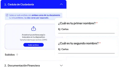 Formulario de datos personales y financieros