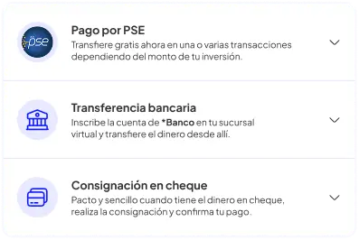 Opciones de pago para CDT