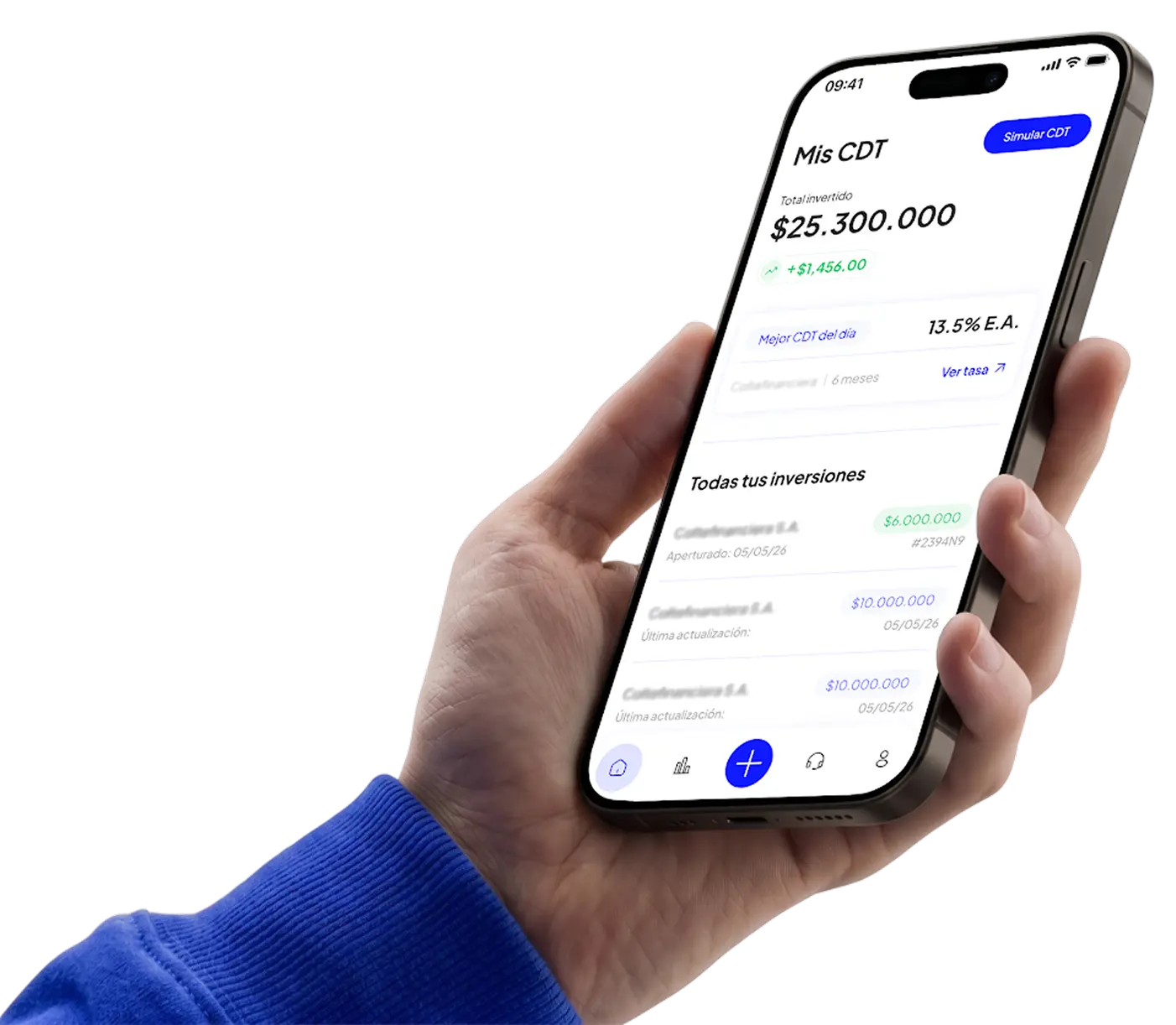 App de MejorCDT en un celular