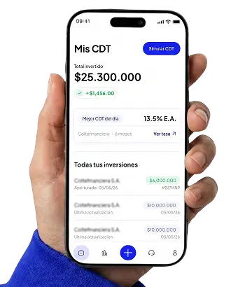 App de MejorCDT en un celular